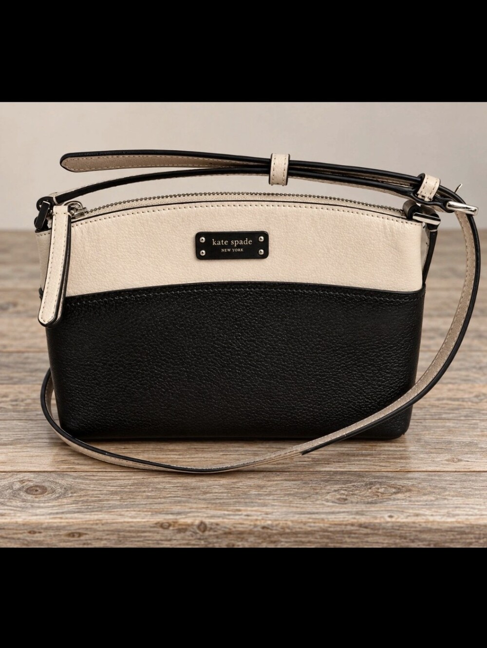 kate spade Two-Tone Black & Cream Leather Crossbody